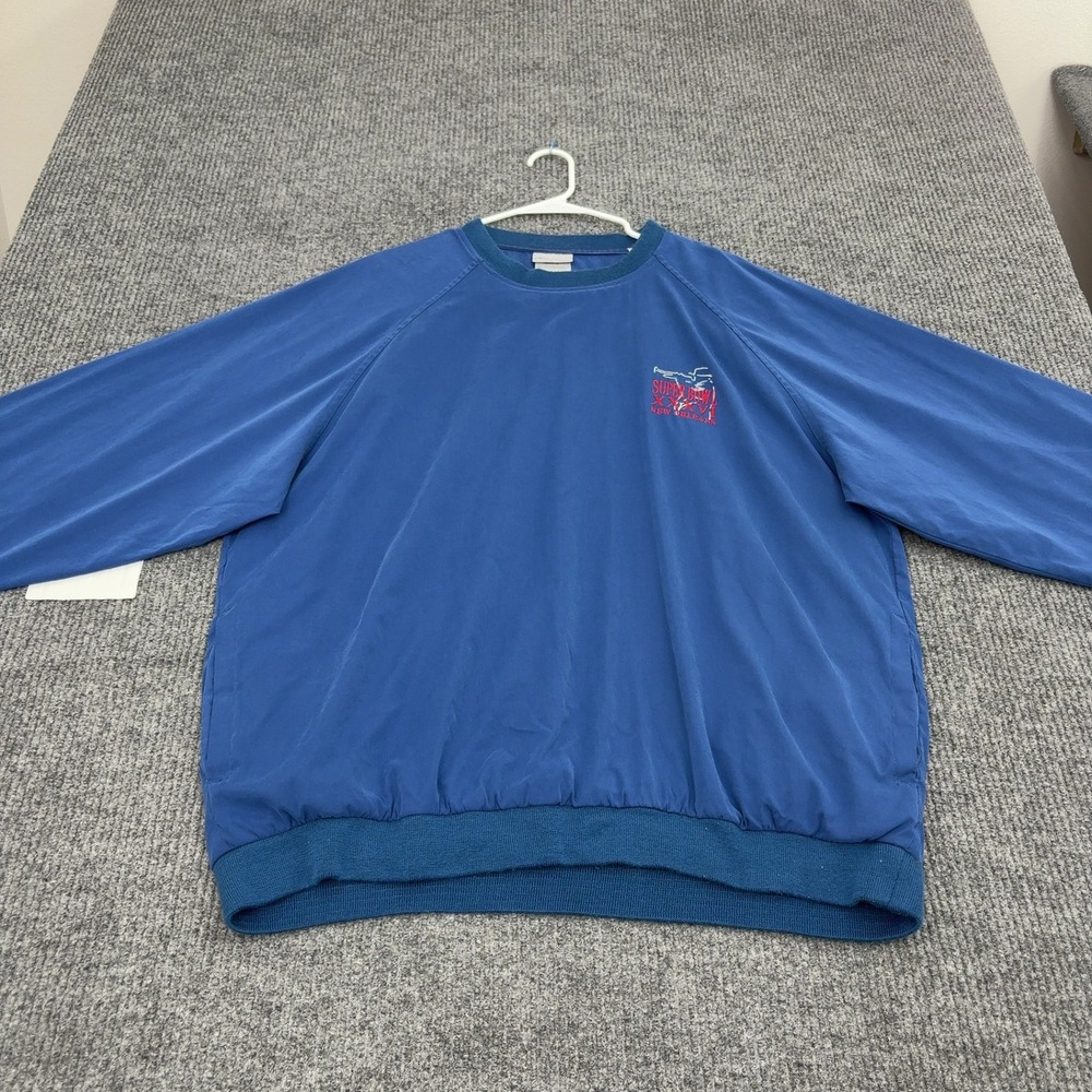 Vintage Super Bowl XXXVI Reebok Pullover Mens XL Blue Polyester Crewneck Sporty